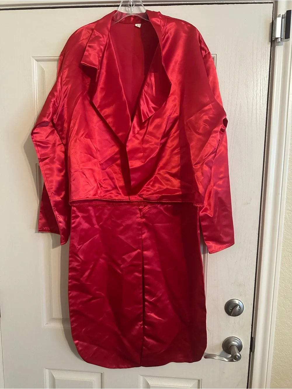 Red Satin custom jacket with tails
